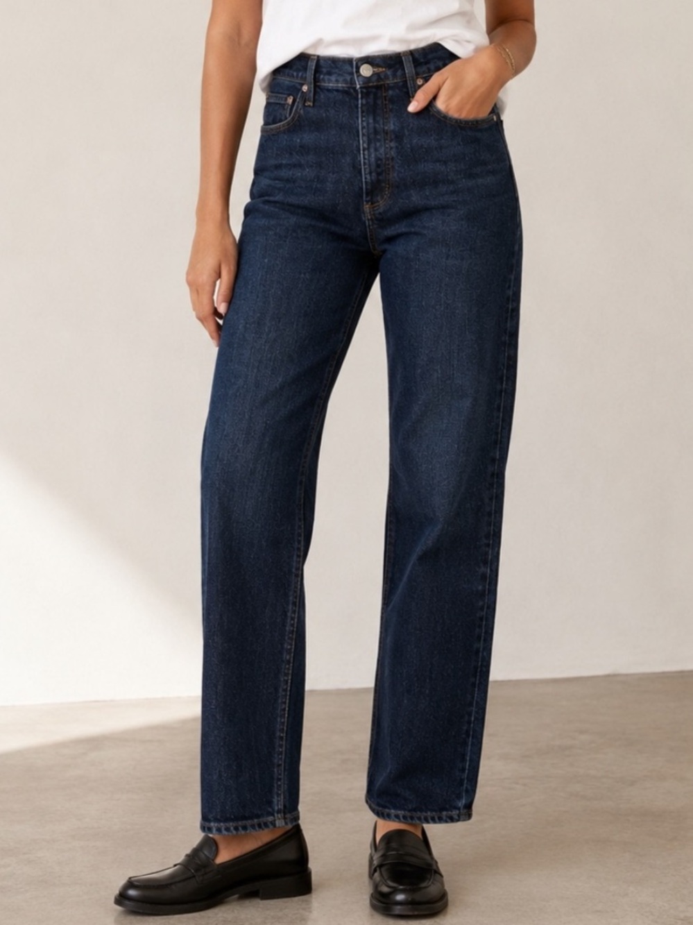 AGOLDE High Rise Straight Leg Jeans Dark Wash Organic Cotton Blend Size 28